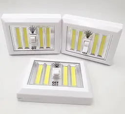 Світлодіодний LED 4COB світильник нічник вимикач на батарейках 4хAAA 5W 4COB магніт липучки 12х9,5см UKC 3шт