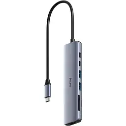 Хаб Cudy USB 3.0 Type-C to 2xUSB-A, 2xUSB-C, HDMI 4K@60Hz, SD/TF
