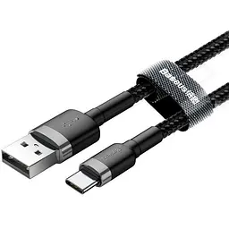Кабель Baseus Cafule Cable USB to Type-C 3A 1m CATKLF-BG1 Black-Grey - мініатюра 2