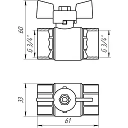 Кран кульовий прямий Q Professional 3/4″ ВВ КБ PN40 QP151 - мініатюра 4