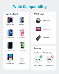 Кабель 322 USB-C to Lightning - 0.9m Nylon White Anker teh0022028 - мініатюра 4
