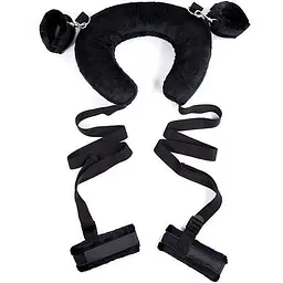Бондажний BDSM-набір для рук, ніг та шиї One Size Чорний