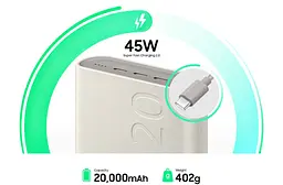 Акумулятор зовнішній SAMSUNG Battery Pack 20000 mAh 45 W (EB-P4520XUEGEU) бежевий - мініатюра 7