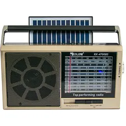 Радіоприймач із сонячною панеллю та батарейками чорний ФМ Golon RX-4700BS