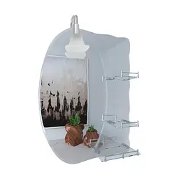 Дзеркало Lidz Sofi 140.07.05 480x675x100 настінне з 3-ма полицями асиметричне, зі світильником LD78SO4867