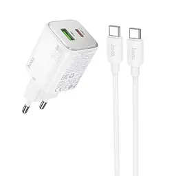 МЗП Hoco N41 Almighty PD20W+QC3.0 (1USB-A/1C) + кабель Type-C to Type-C White
