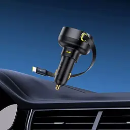Розгалужувач - подовжувач зарядний в авто Baseus Enjoyment Pro 60 W (1USB-C) + висувний кабель Type-C - мініатюра 7