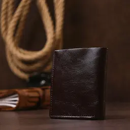 Класичне чоловіче портмоне із натуральної шкіри Shvigel 16506 коричневе - мініатюра 9