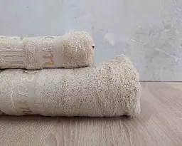 Набір турецьких бамбукових махрових рушників Cestepe 50х90+70х140 Bamboo Zumrut Light Bej - мініатюра 2