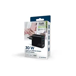 Зарядний пристрій Gembird 2хUSB-A (QC3.0 18W) + 1хType-C (PD20W) LCD black (TA-UC-PDQC30LCD-BK-02) - мініатюра 8