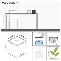 Вазон Lechuza Cube Glossy, 0.7 л, білий (13520) - мініатюра 3
