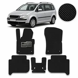 Килимки в салон EVA для Volkswagen Touran I / II 2003-2015 (Металевий підп'ятник) Чорні 5 шт