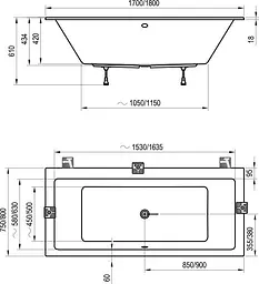 Ванна акрилова Ravak Formy 01 Slm 180x80 C881300000 Білий - мініатюра 4
