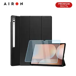 Чехол AIRON Premium для Samsung Galaxy Tab S10 Ultra 14.6 2024 с защитной пленкой и салфеткой Black - мініатюра 3