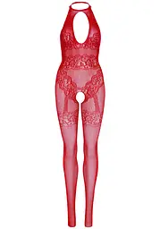 Бодістокінг Leg Avenue Rhinestone Lace and Net, One Size, червоний, зі стразами, відкритий доступ - мініатюра 4