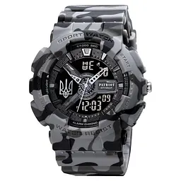 Наручний годинник чоловічий 005 Тризуб срібло Camo Grey + Коробка. Patriot acs0031051 - мініатюра 5