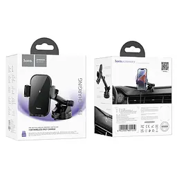 Холдер Hoco HW5 Journey wireless fast charging car holdercenter console Чорний - мініатюра 2
