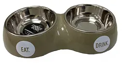 Подвійна миска для котів і собак Hungry 51DN, 2 × 175 мл, лате