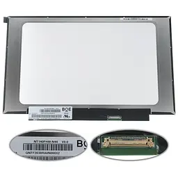 Матриця 14.0 NT140FHM-N44 1920х1080, 30pineDP, LED, SLIM без планок та вушок, матові, роз'єм праворуч знизу для ноутбука