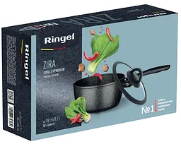 Ківш з кришкою RINGEL Zira глибокий (1.7 л) 18 см гранітне покриття силікоㅤ кришка ㅤ ㅤ - мініатюра 7