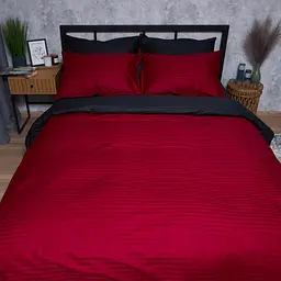 Комплект постільної білизни Moon&Star Satin Stripe Dark Romance Сімейний 143х210х2 наволочки 2х70х70 - мініатюра 3