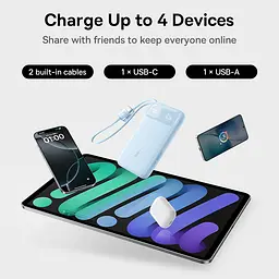 Зовнішній акумулятор Baseus EnerFill FC11 Digital Display Power Bank with Dual Built-in Cables 10000mAh 22.5W Cosmic Black (E0027R04) - мініатюра 5