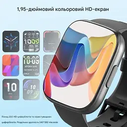 Смарт-годинник Poounur T80 з 1.95" HD дисплеєм Bluetooth дзвінками водонепроникний IP68 120 спортивних режимів чорний (SKU-143) - мініатюра 4
