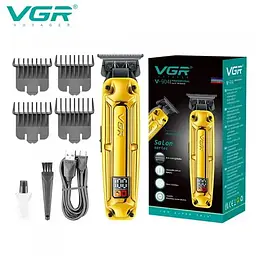 Акумуляторна машинка для стрижки VGR V-904 GOLD, 4 насадки, 2000 mAh, LED дисплей - мініатюра 5