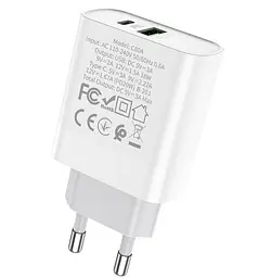 МЗП Hoco C80A Plus Rapido PD20W + QC3.0 charger ( EU ) White - мініатюра 3