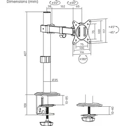 Настільне кріплення для монітора Brateck LDT66-C011 [107925] - мініатюра 9