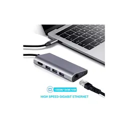 Концентратор Dynamode USB3.1 Type-C to HDMI, 3хUSB3.0, RJ45, USB Type-C Female, SD (Dock-USB-TypeC-HDMI-USB3.0-RJ45) - мініатюра 2