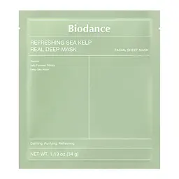 Маска гідрогелева освіжаюча з морськими водоростями Refreshing Sea Kelp Real Deep Mask Biodance 1 шт