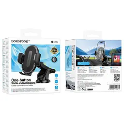 Автотримач для телефону BOROFONE BH134 Rio push-type car holder (center console) чорний - мініатюра 2