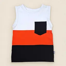 Комплект літній дитячий Stripes зріст 80 см (9 - 12 місяців) Malena Білий з чорним та жовтогарячим - мініатюра 2