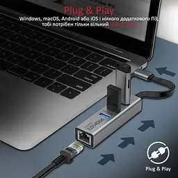 USB-Хаб Promate USB Хаб на 4 порти (gigahub-c.grey) - мініатюра 4