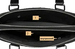 Сумка чоловіча шкіряна велика через плече чорна під рептилію (1528) - мініатюра 7