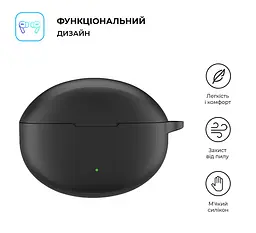 Силіконовий чохол для навушників OPPO Enco Air4 Pro, Hang Case, чорний, ультратонкий захисний кейс товщиною 2 мм, захист від подряпин, пилу та ударів, компактний, з карабіном для кріплення, ArmorStandart (ARM79946) - мініатюра 2