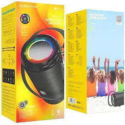 Музична портативна вluetooth колонка Borofone BR13 Young світлодіодне підсвічування 1200 мАч Чорна - мініатюра 5