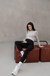 Лосіни щільні стрейчеві для вагітних демісезонні Alicante L Lullababe Чорний - мініатюра 3
