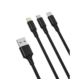 USB Кабель XO NB173 3in1 2.4A 1.2m Чорний