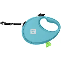 Повідець-рулетка для собак Waudog R-leash з контейнером для пакетів, світловідбивна стрічка, L до 40 кг, 5 м блакитний - мініатюра 3