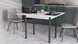 Розкладний обідній стіл-формер Берта Ferrum-decor 750x1200x900 Чорний метал ДСП Білий 16 мм (FRD-105171) - мініатюра 8