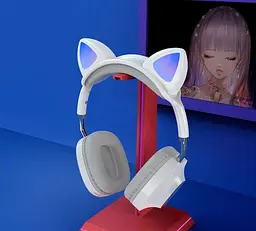 Навушники Hoco ESD13 Skill cat ear BT headphones |BT5.3, Type-C, 7h, 400 mAh| white - мініатюра 3