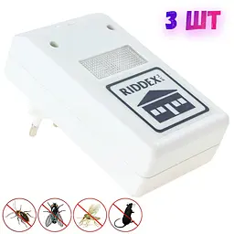 Відлякувач мишей ультразвуковий Pest Repeller Riddex, набір з 3 пристроїв у розетку - мініатюра 2