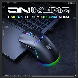Комп'ютерна мишка Onikuma ігрова CW-98 Pro бездротова 12000 DPI RGB підсвітка 3 режими підключення для ПК ноутбука - мініатюра 6