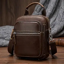 Сумка-барсетка на пояс чоловіча шкіряна 20012 Vintage коричнева