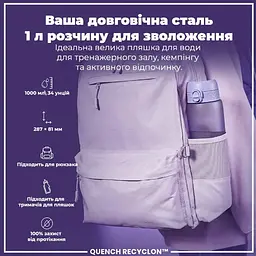 Пляшка для води ION8 1000 мл (ЕКО пляшка) BPA Free Light Purple (I8RF1000PERI) - мініатюра 6
