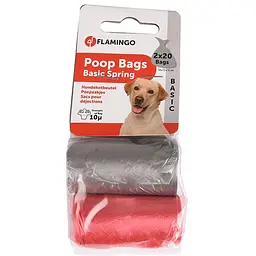 Flamingo Swifty Waste Bags фламинго кольорові пакети для збору фекалій собак 2 рул. по 20 пакетів