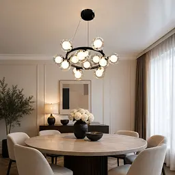 Підвісна люстра Artlight 1102/15BK з 15 скляними плафонами G9, чорна, від 13-20 м²