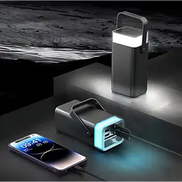 Зовнішній акумулятор Power Bank LENYES PX492D, 40000 мА·год, швидка зарядка PD 22.5W, RGB підсвітка, чорний - мініатюра 4
